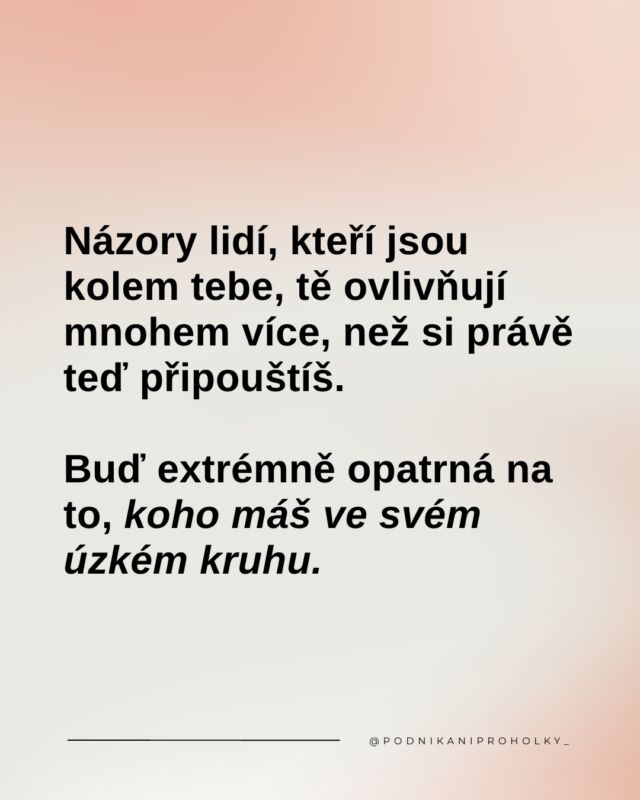 Měj to na paměti, a pokud aktuálně cítíš, že tvůj úzký kruh lidí netvoří ti správní lidé, ber tento reminder jako znamení toho, že je právě teď na čase to změnit. 👋🏼

Pomohl ti tento příspěvek? 🙋🏼‍♀️ Ulož si jej, pokud ano, ať se k němu můžeš kdykoliv znovu vrátit, a označ v komentářích svoji byznys kámošku, se kterou chceš dnes tuto myšlenku také nasdílet. ⬇️💬

S láskou
Tým Pph